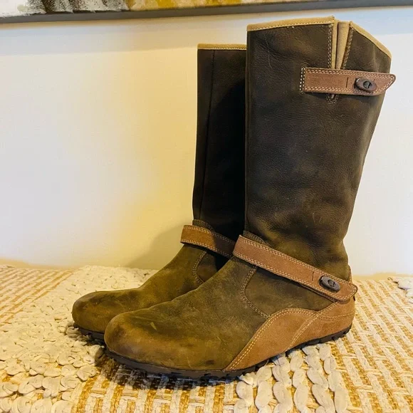 Women’s Merrell Haven Otter Brown Leather Waterproof Mid Calf Boots Size 9 - Picture 3 of 12